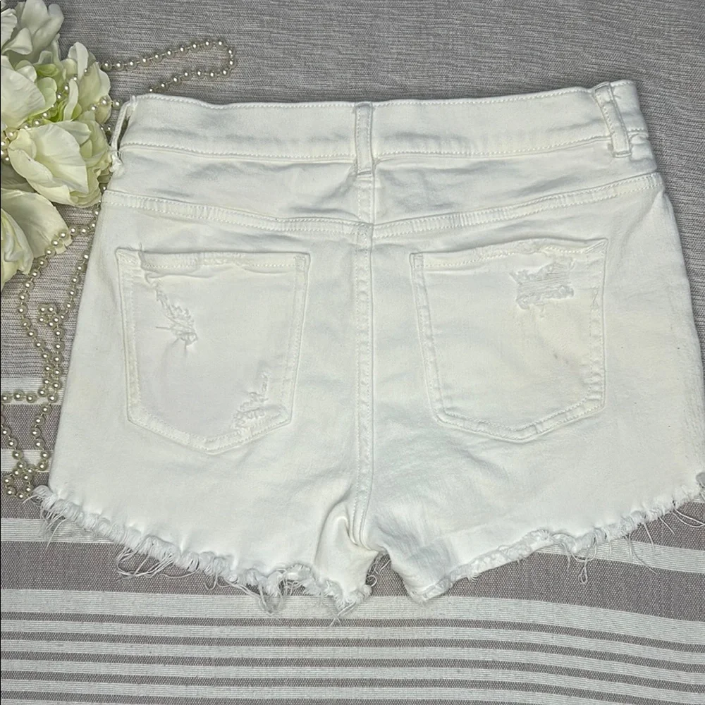 Express White Jean Shorts with Distressed Hem